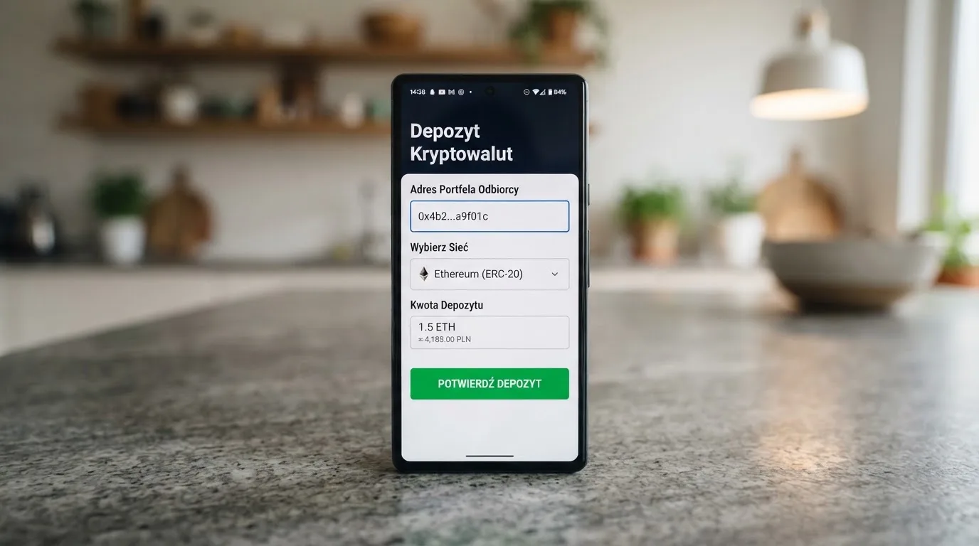 Zbliżenie na formularz wpłaty w kasynie online z polem na adres portfela kryptowalutowego BNB Smart Chain.
