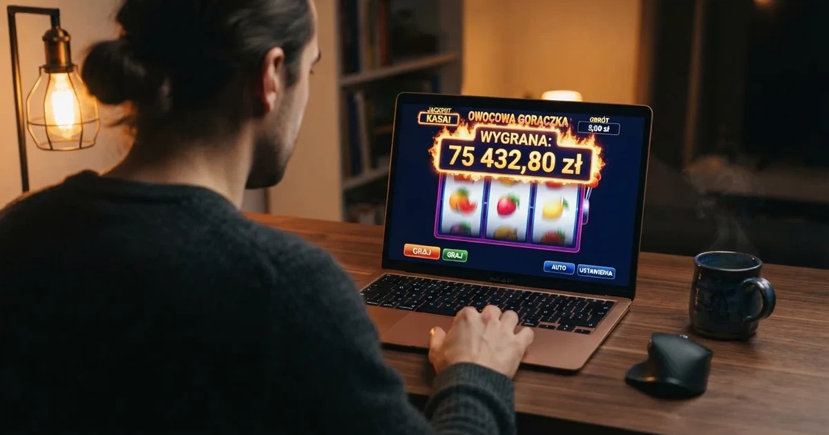 Ekran automatu online z rosnącym licznikiem puli jackpota nad bębnami