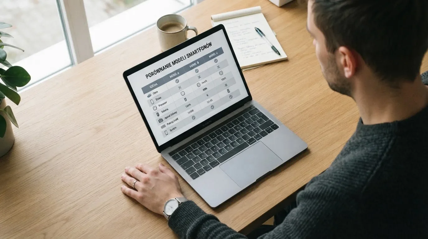 Ekran laptopa z tabelą porównawczą kilku serwisów kasynowych, bez widocznych logotypów marek